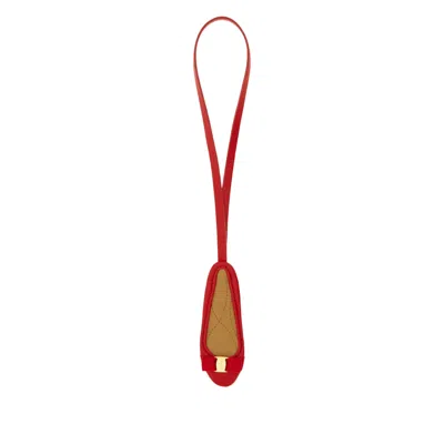 Ferragamo Bow Varina Leather Charm In Red