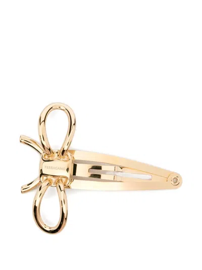 Ferragamo Bow Detail Hair Accessory In Gold