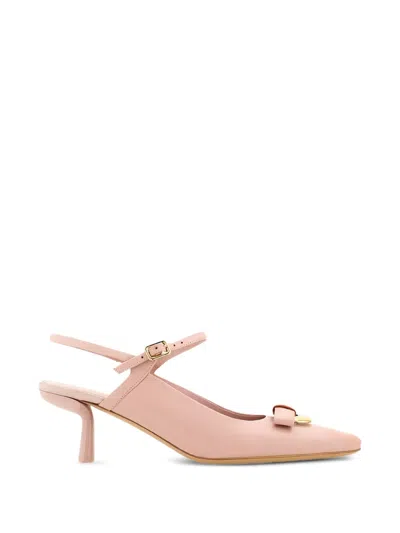 Ferragamo Bow-detail Leather Slingback Pumps In Pink