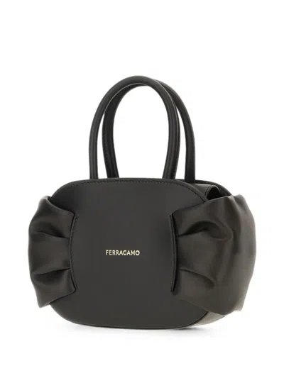 Ferragamo Bow-detail Leather Tote Bag In Black