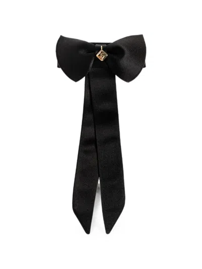 Ferragamo Bow-detail Logo-charm Hair Clip In Black