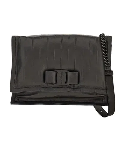 Ferragamo Bowknot Shoulder Bag In Black