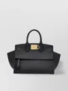 Ferragamo The Studio Soft Small Leather Top-handle Bag In Black