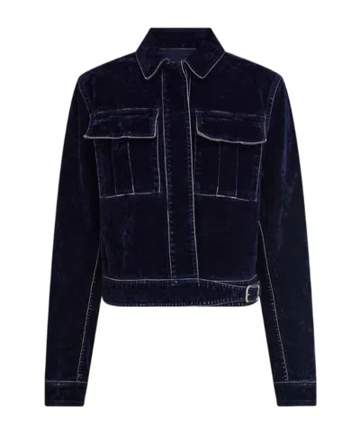 Ferragamo Boxy Jacket In Blue