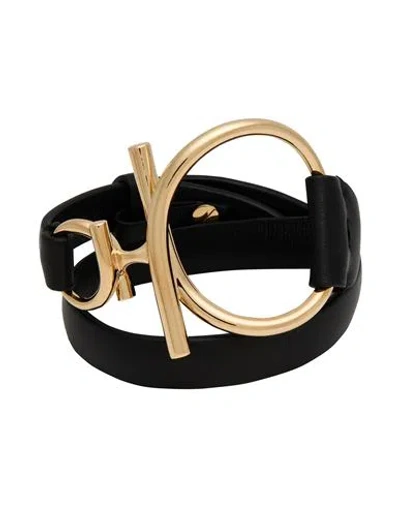 Ferragamo Br Evo Pelle Woman Bracelet Black Size - Brass, Calfskin