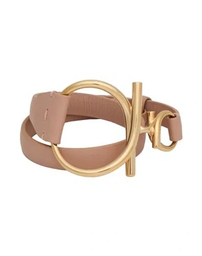 Ferragamo Br Evo Pelle Woman Bracelet Blush Size - Brass, Calfskin In Pink