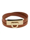 FERRAGAMO GANCINI BROWN DOUBLE TWIST BRACELET IN LEATHER WOMAN