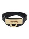 Ferragamo Gancini Double-twist Leather Bracelet In Metallic