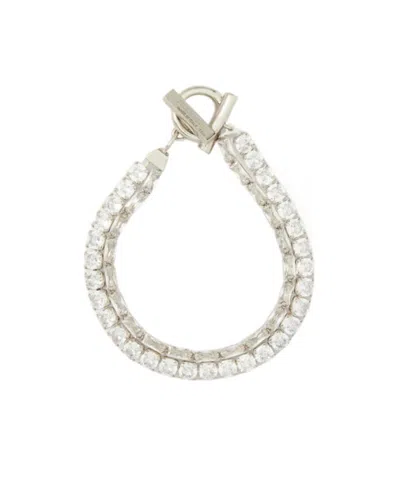 Ferragamo Bracelet With Gancini And Crystals In Metallic