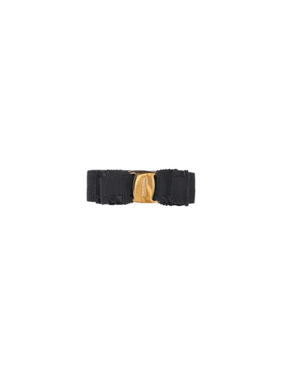 Ferragamo Braided Belt With Brass Hardware In Black