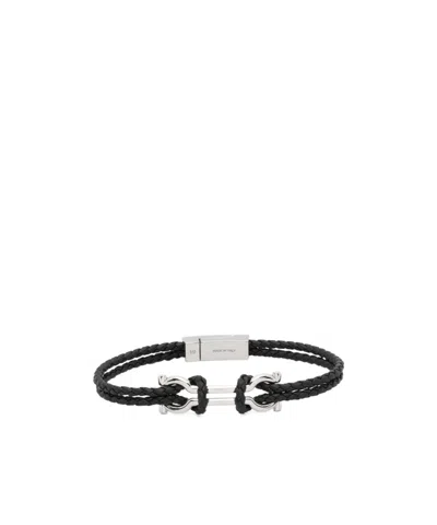 Ferragamo Braided Bracelet In Black