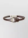 Ferragamo Black Calf Leather Bracelets In Brown