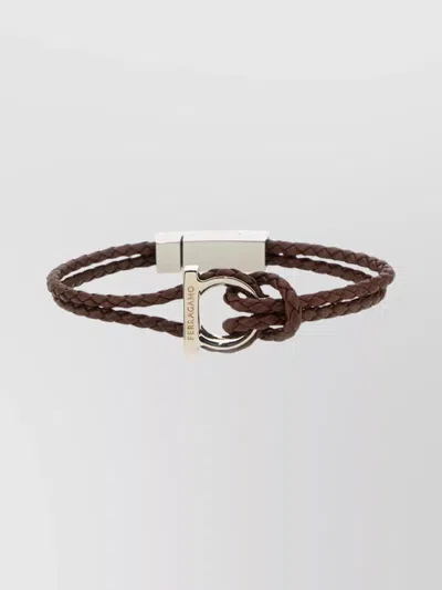 Ferragamo Braided Chain Link Bracelet In Brown