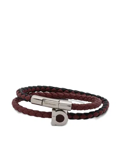 Ferragamo Braided Double-wrap Bracelet In Brown