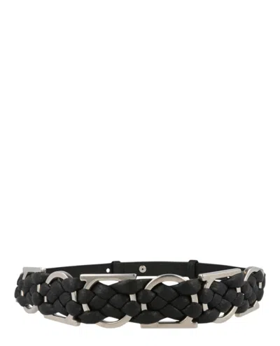 Ferragamo Braided Gancini Belt In Black