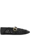 Ferragamo Braided Gancini-buckle Ballet Flats In Black