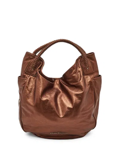 Pre-owned Ferragamo Braided Handle Tote Bag In Brown