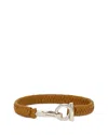 Ferragamo Braided Leather And Brass Bracelet In Brown