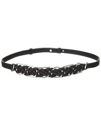 Ferragamo Braided Leather Belt In Black