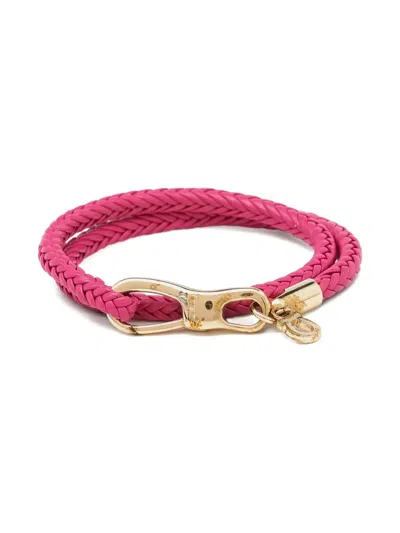 Pre-owned Ferragamo Braided-leather Bracelet In Pink