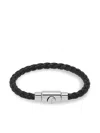 Ferragamo Braided Leather Bracelet In Black