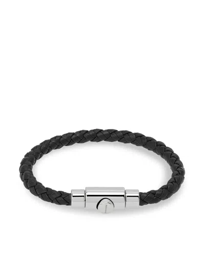 Ferragamo Braided Leather Bracelet In Black