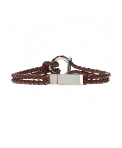 Ferragamo Braided Leather Bracelet In Red