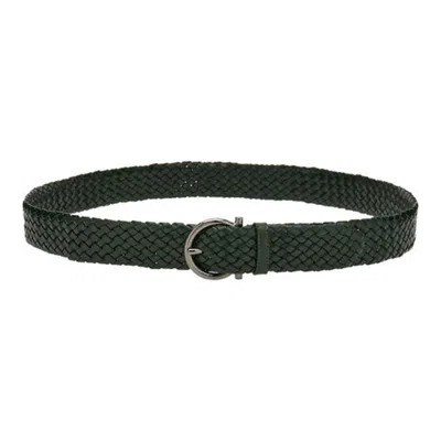 Ferragamo Braided Leather Gancini Fixed Belt