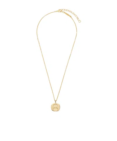 Ferragamo Brand Logo Pendant Necklace In Yellow
