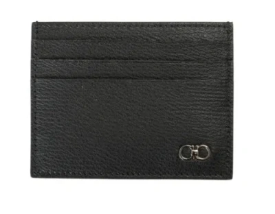 Pre-owned Ferragamo Brand Salvatore  Men's Black Pebbled Leather Bifold Wallet