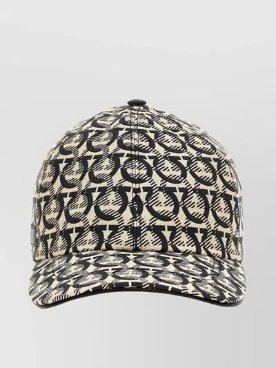 Ferragamo Gancini Cotton Baseball Cap In Black