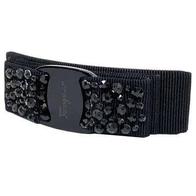 Pre-owned Ferragamo Brass Cotton Plastic Ribbon () In Black