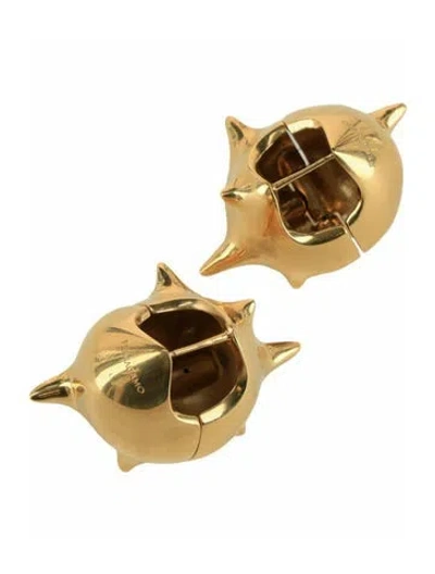 Pre-owned Ferragamo Brass Hoop Earrings In Gold