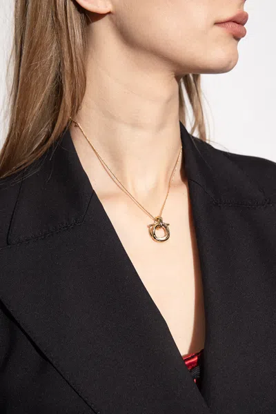Ferragamo Brass Necklace In Gold