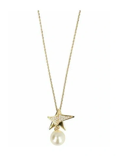 Pre-owned Ferragamo Brass Pendant Necklace, 16" In Gold