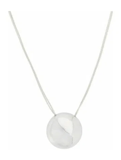 Pre-owned Ferragamo Brass Pendant Necklace, 26" In Silver