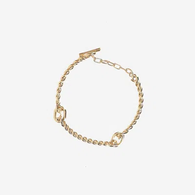 Ferragamo Brass Torchon Hook Bracelet In Burgundy
