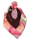 Ferragamo Brezza Square Scarf Bold Floral Pattern In Orange