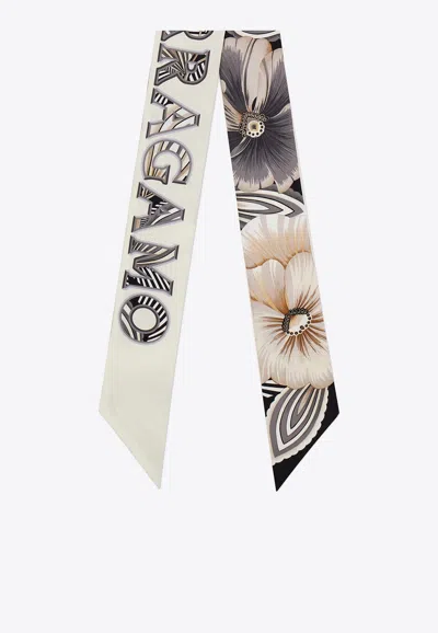 Ferragamo Brezza Print Silk Floral Bandeau Scarf In Multi