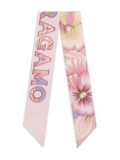 Ferragamo Brezza Print Silk Floral Bandeau Scarf In Multi