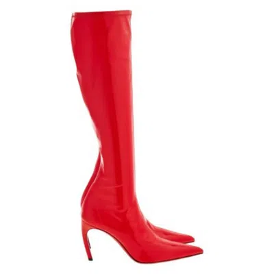 Ferragamo Bri High Patent Stretch Boots In Red