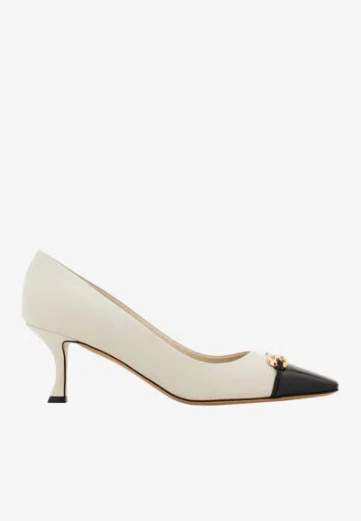 FERRAGAMO BRIA 60 CAP-TOE PUMPS IN CALF LEATHER