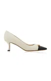 Ferragamo Bria 60 Cap-toe Pumps In Calf Leather In Black,white