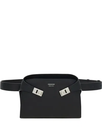 Ferragamo Bridge-closure Belt Bag In Black