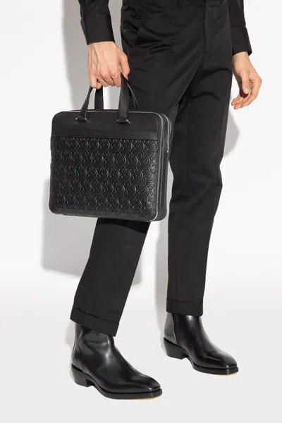 Ferragamo Briefcase With Monogram In Black