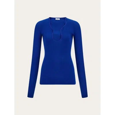 Ferragamo Bright Blue Ribbed Sweater