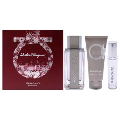 Ferragamo Bright Leather By Salvatore  For Men - 3 Pc Gift Set 3.4oz Edt Spray, 0.34oz Edt In Multi