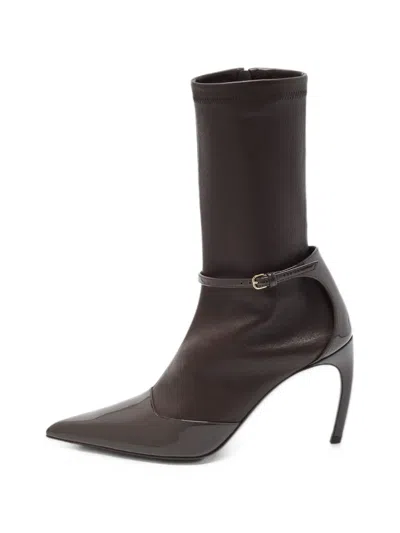 Pre-owned Ferragamo Britt Buckle-strap Mid-calf Boots In Brown