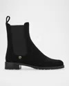 Ferragamo Briuli Suede Chelsea Boots In Black
