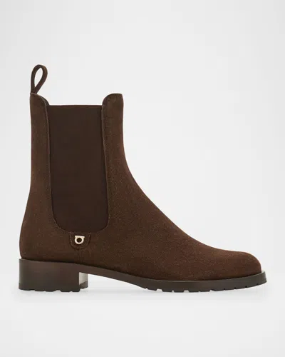 Ferragamo Briuli Suede Chelsea Boots In T Moro 023
